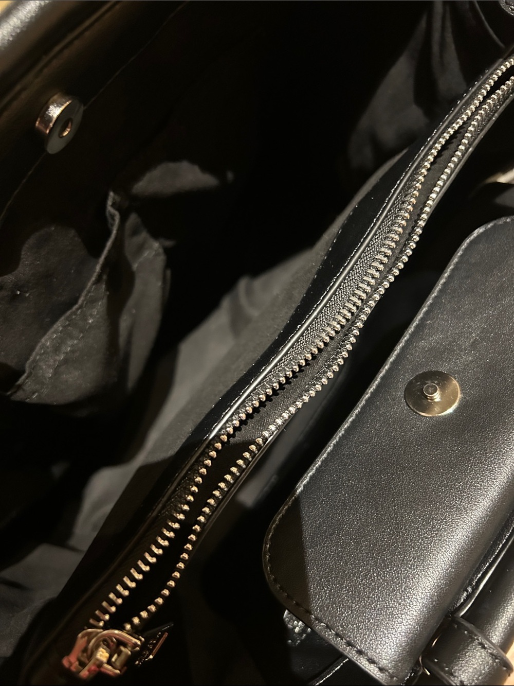 NEW Steve Madden Structured Black Leather Tote Bag - Picture 5 of 6
